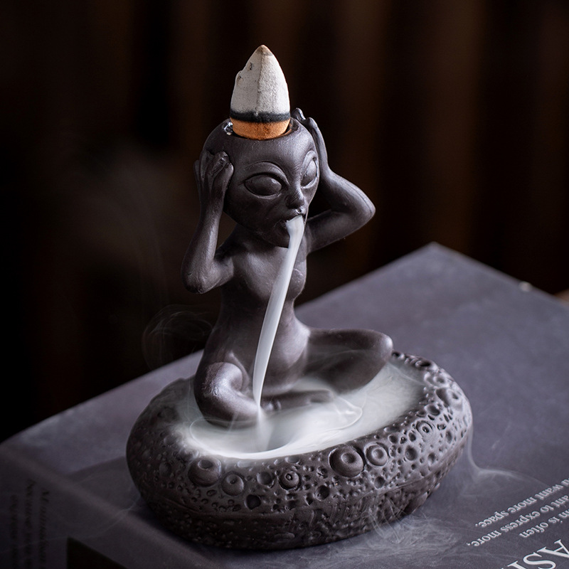 In Home Fragrance Products - Backflow Incense Burner Ceramic Purple Sand